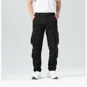 Plaid&Plain Cargo Pants for Men - Straight Fit with Extra Storage and Drawstring